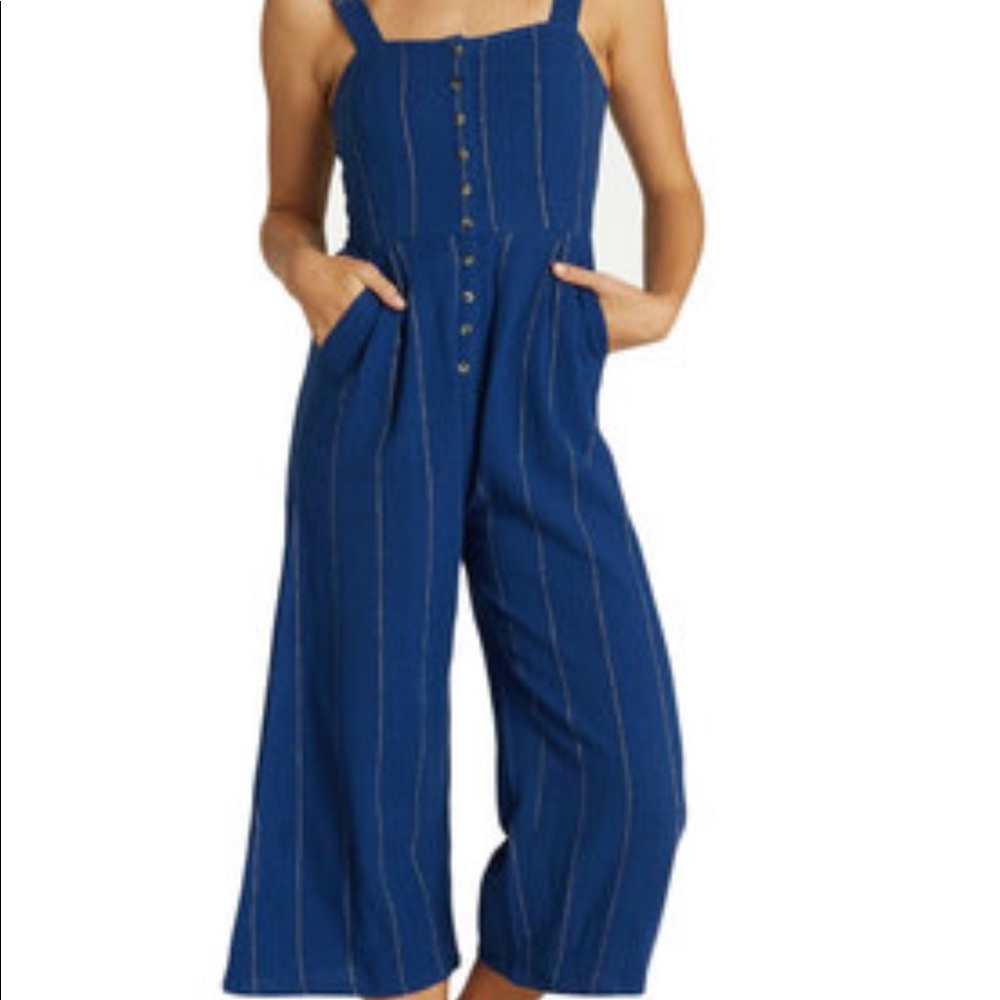 Billabong blue paint the town jumpsuit